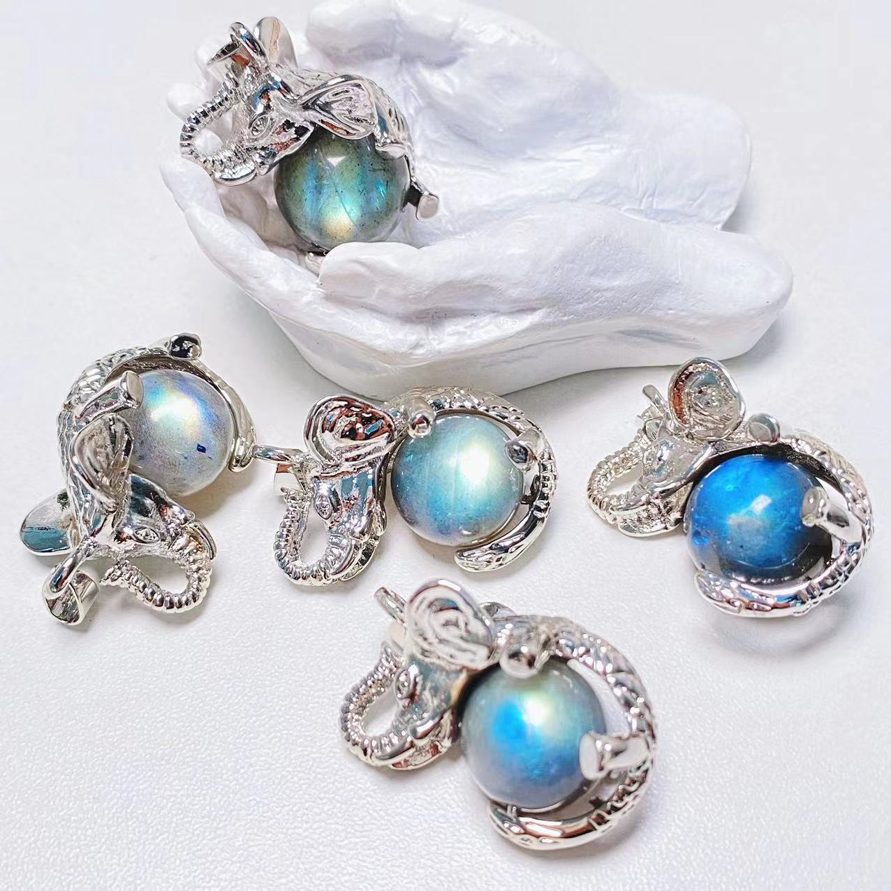 Crystal elephant sphere pendants
