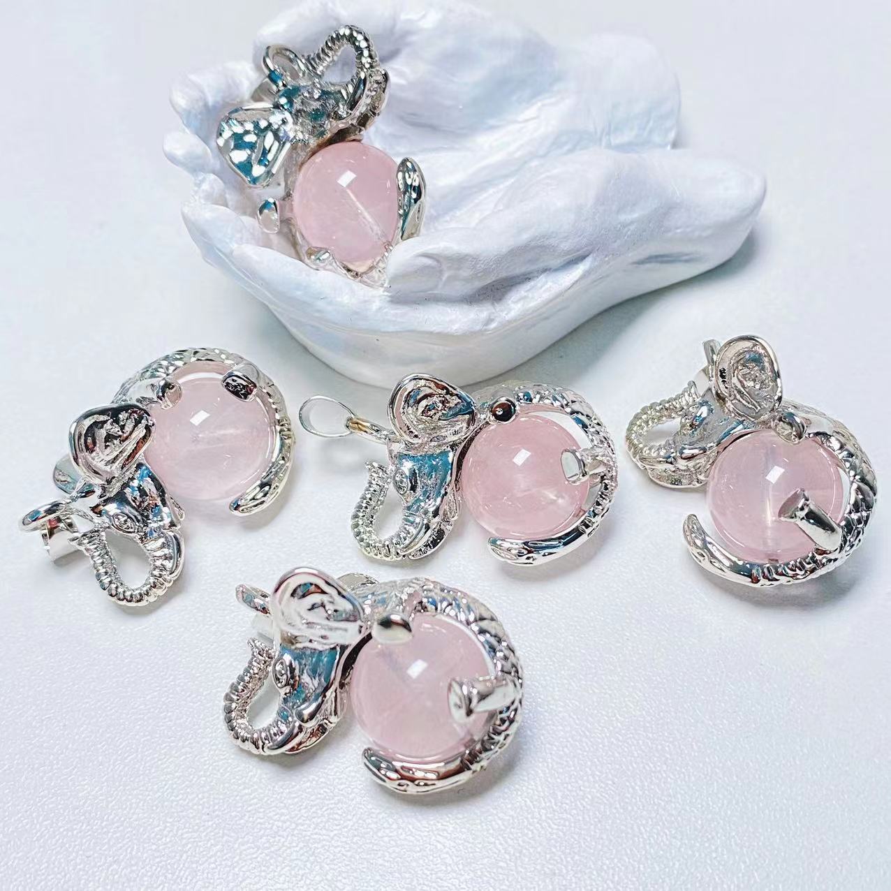 Crystal elephant sphere pendants