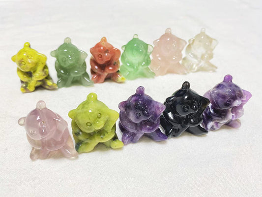 Crystal different materials panda small carvings