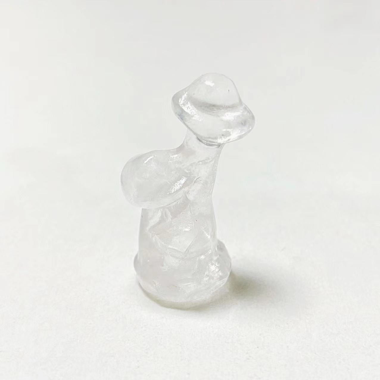 Crystal three mushrooms small carving