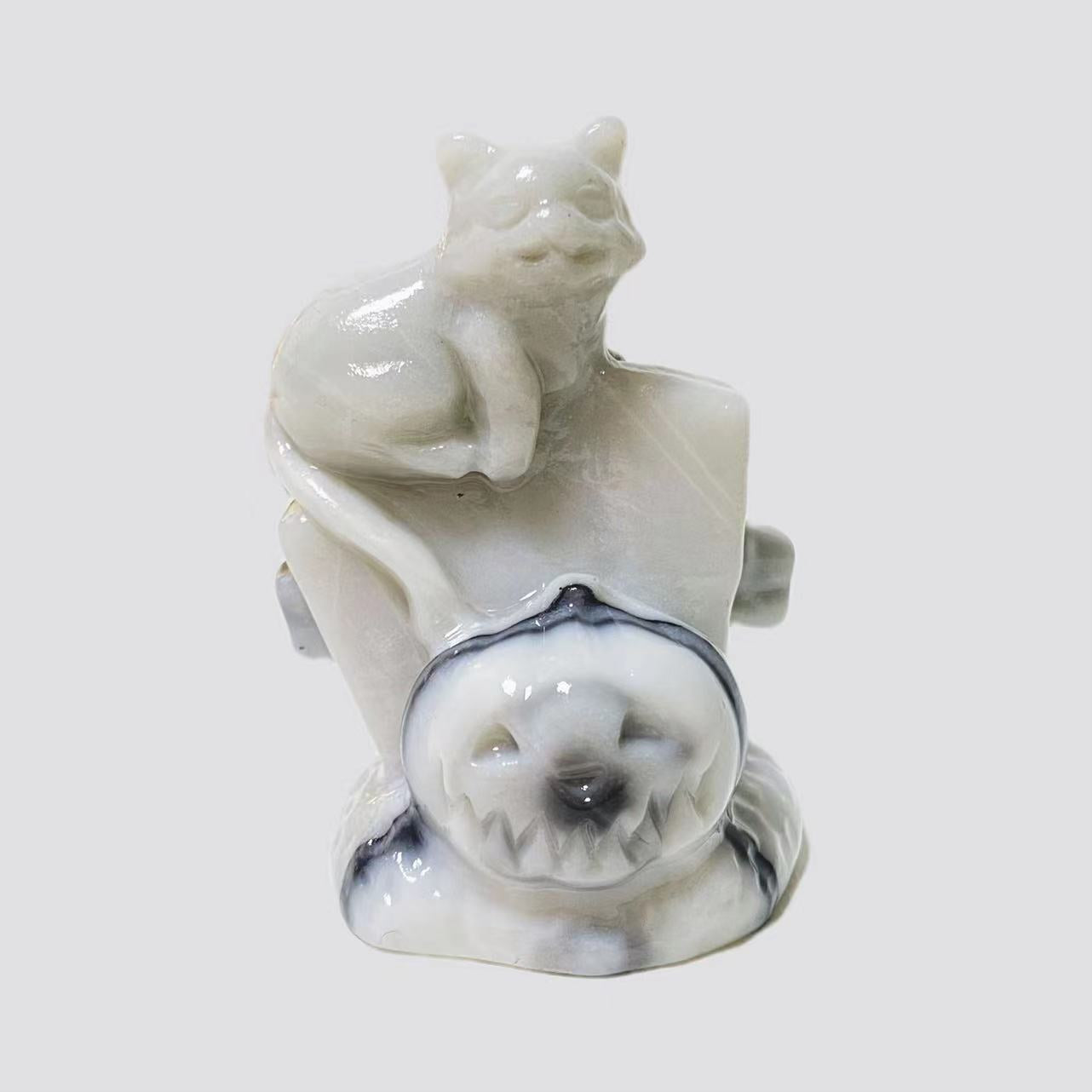 Cat with pumpkin carving