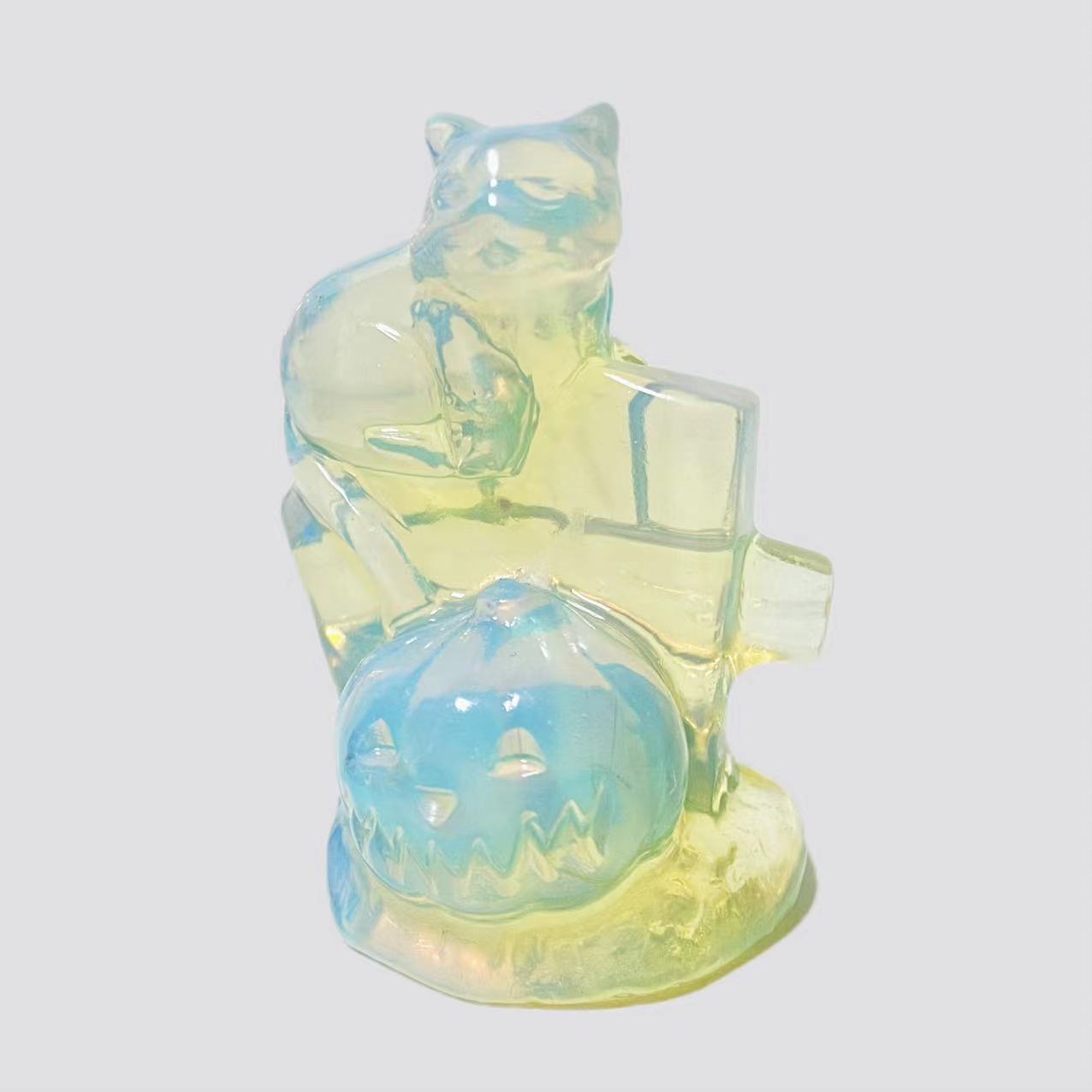 Cat with pumpkin carving