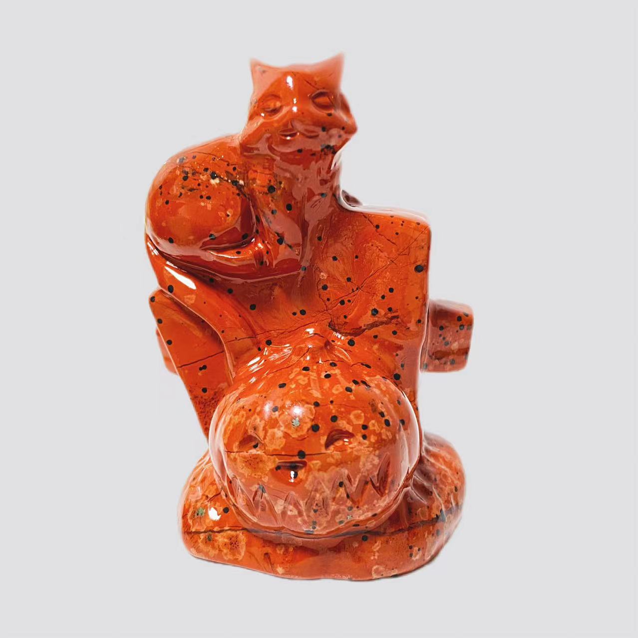 Cat with pumpkin carving