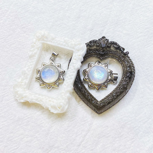 Copper inlay blue moonstone pendant