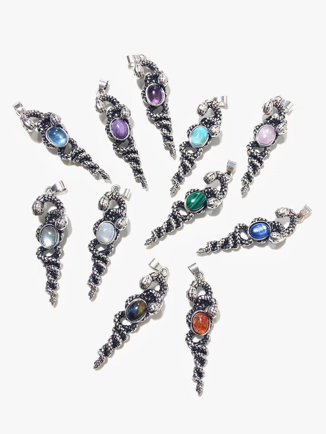 Copper double snakes pendants