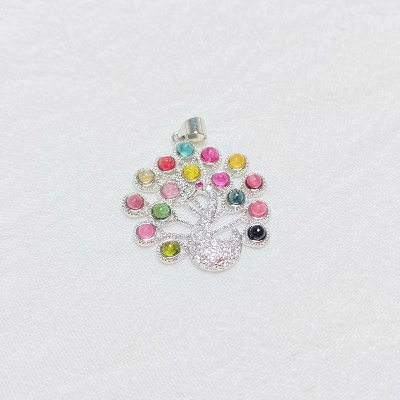 Tourmaline peacock pendant