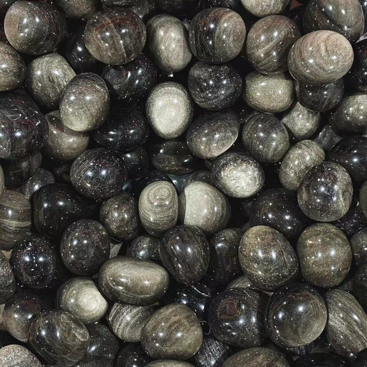 silver sheen obsidian tumbles