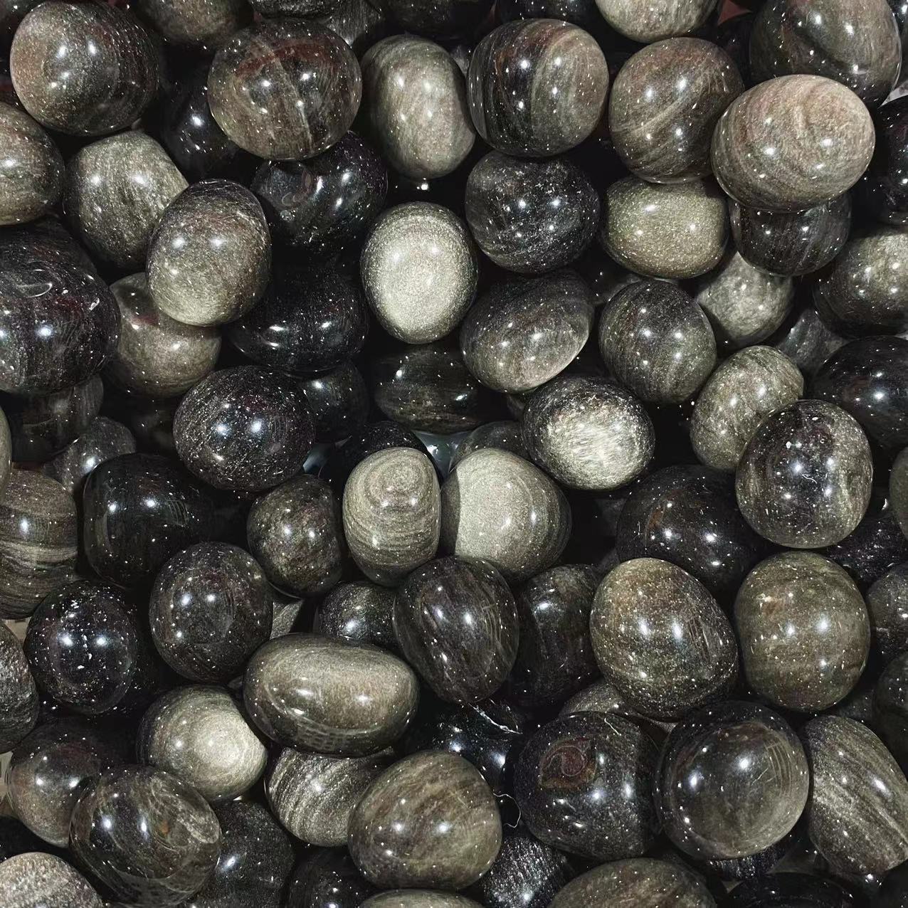 silver sheen obsidian tumbles