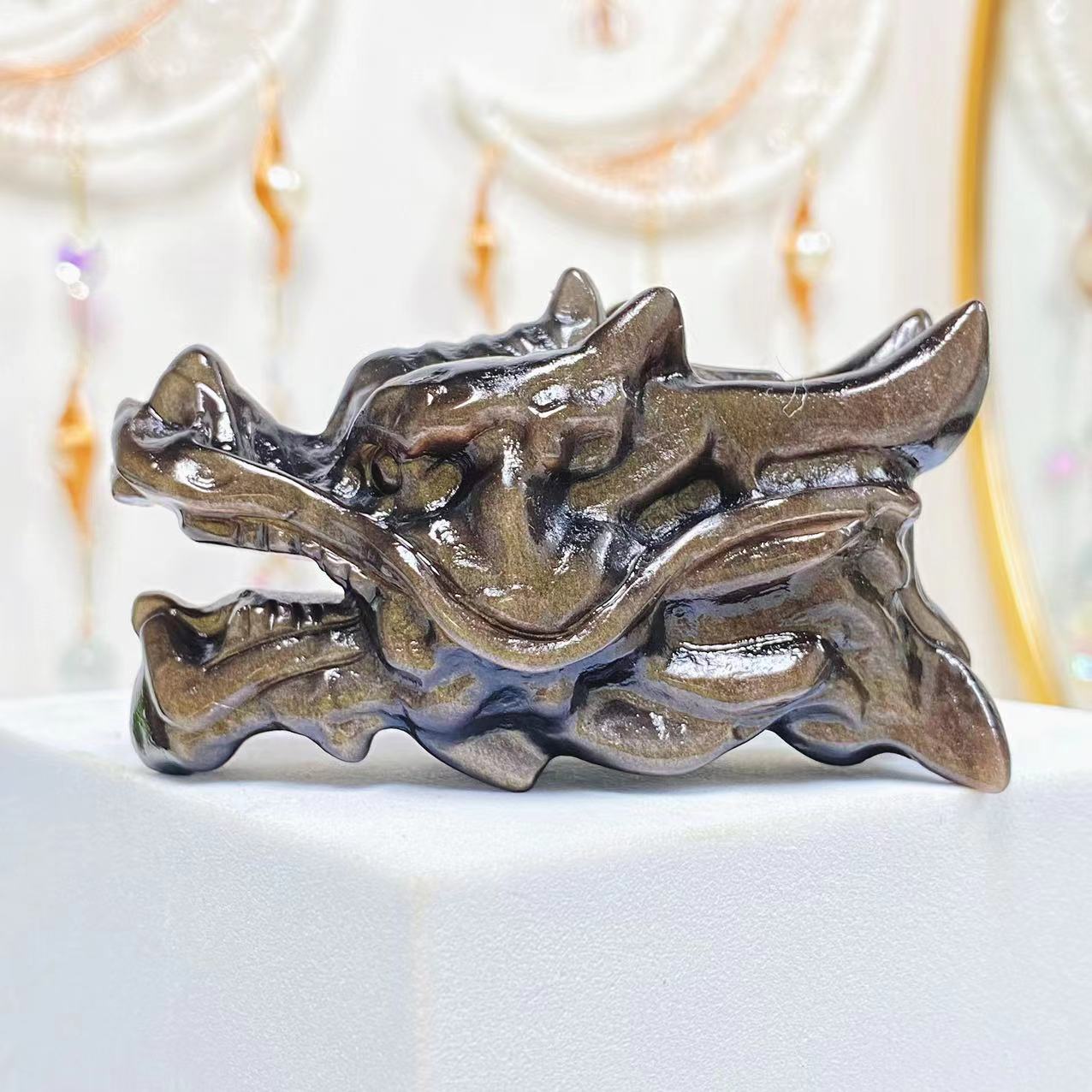 Crystal Chinese Dragon Head Carving