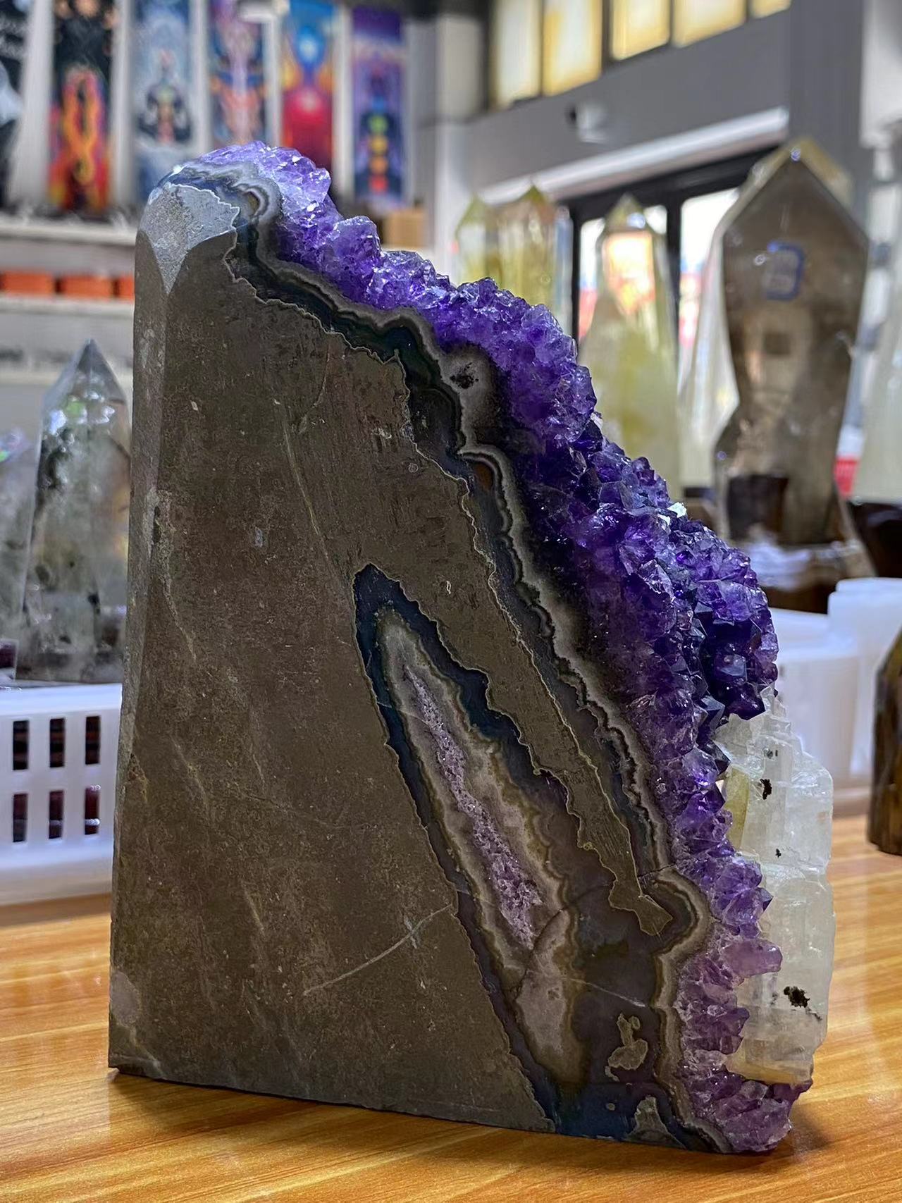 Uruguay Amethyst clusters freeform with calcite #2079