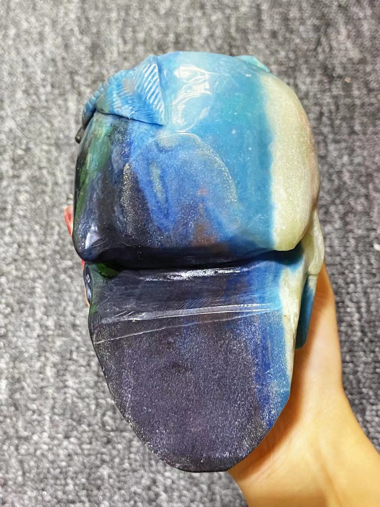Trolleite skull with flying dragon carving#3071