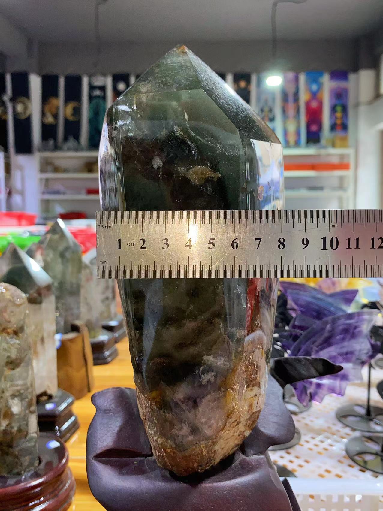 Garden Quartz Tower with wooden base#3100