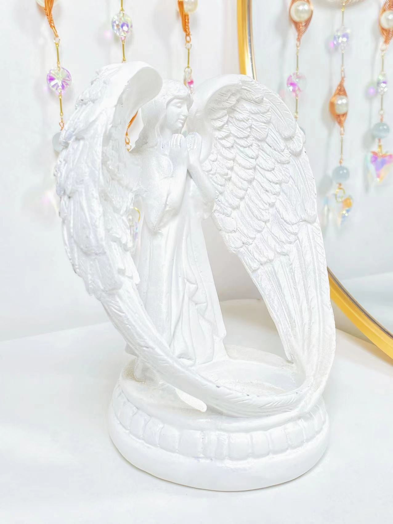 Resin White Angel Sphere stand