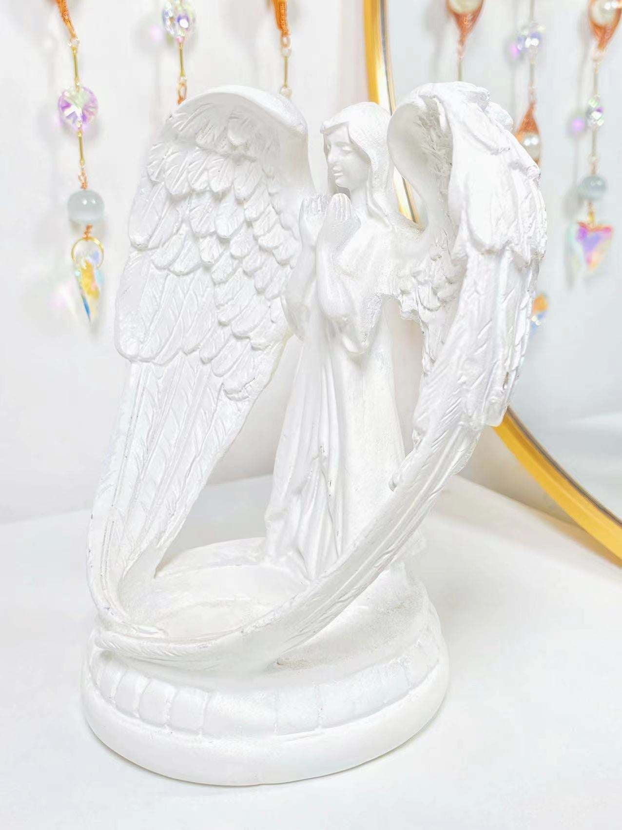 Resin White Angel Sphere stand