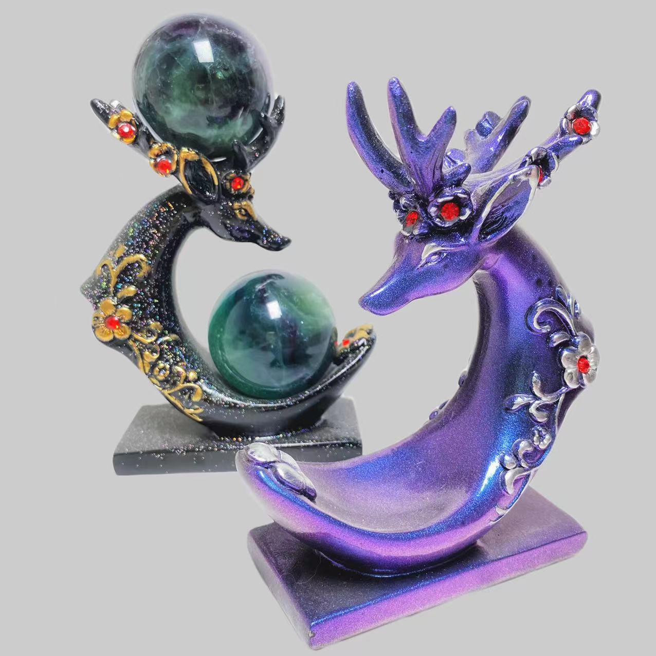 Resin deer head sphere stand