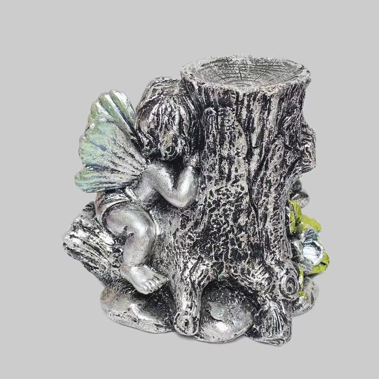 Resin angel with tree sphere stand