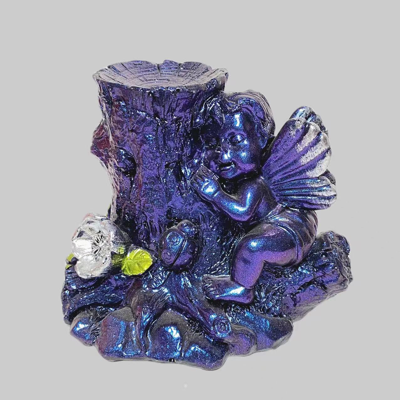 Resin angel with tree sphere stand