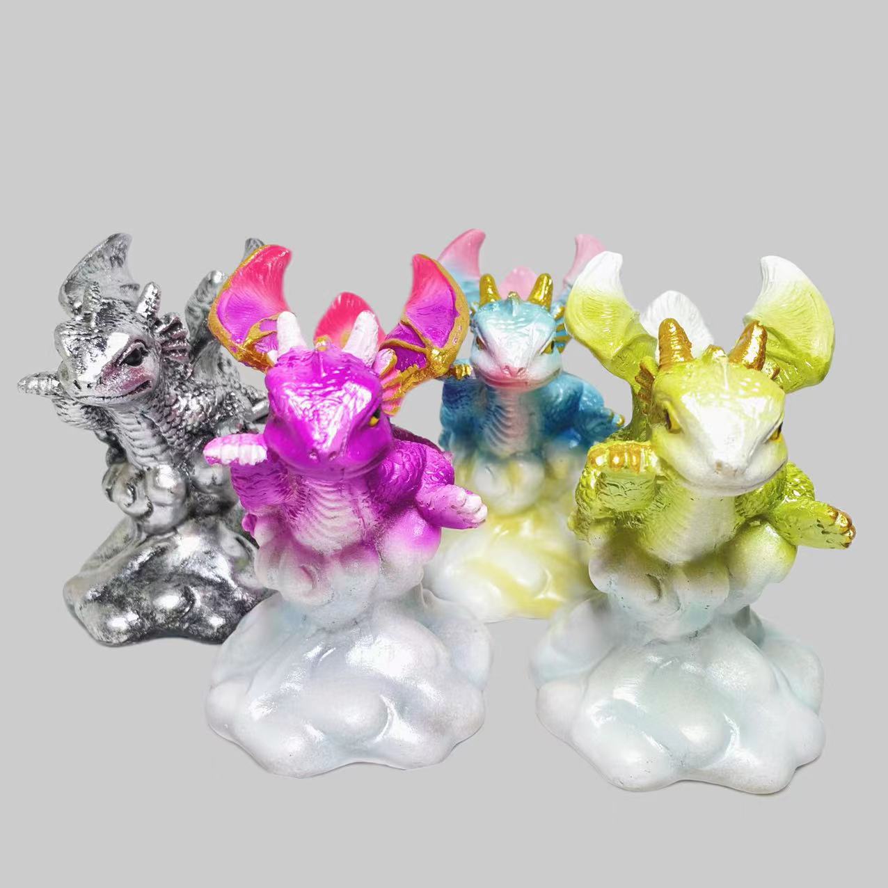 Resin flying dragon baby sphere stand