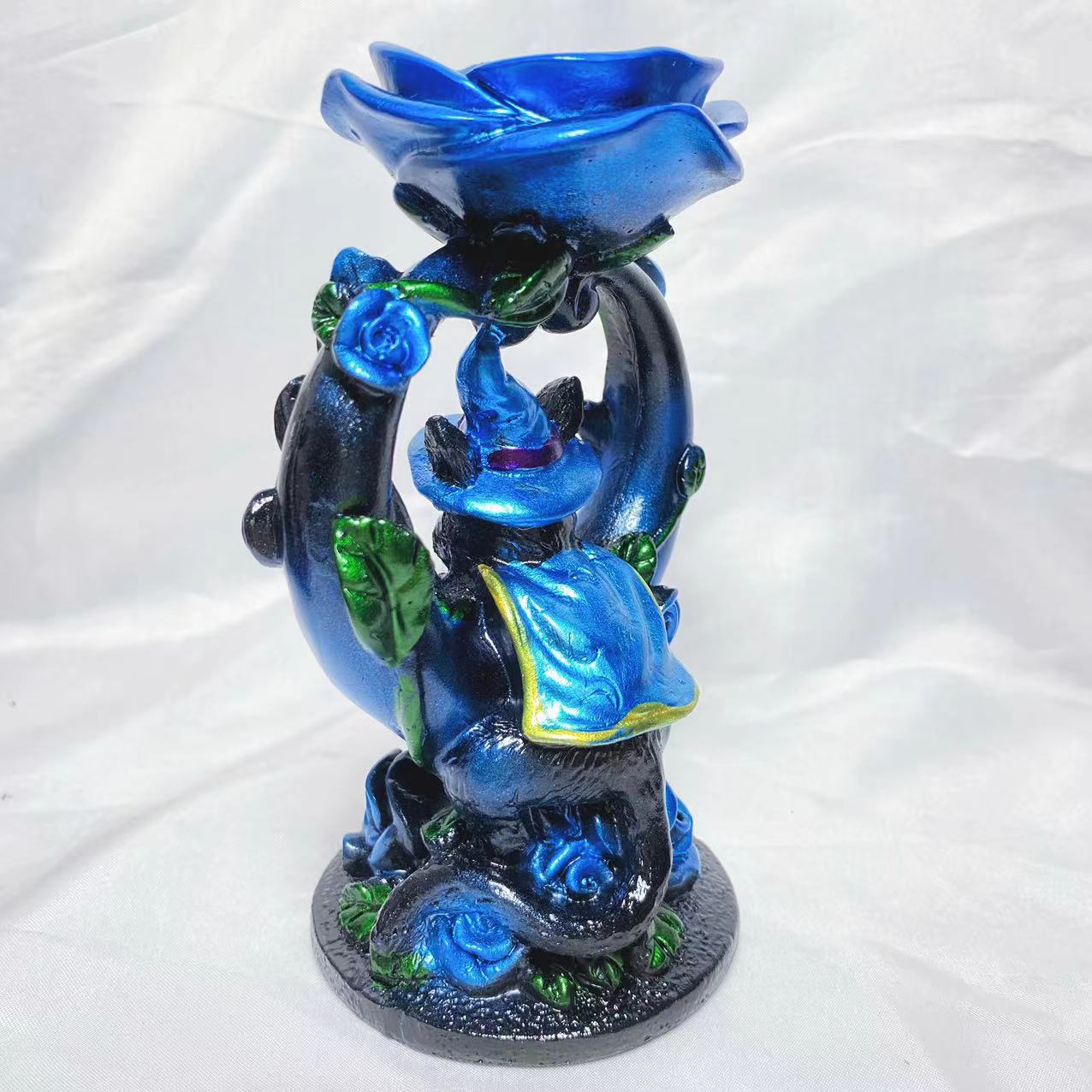 Resin rose moon cat sphere stand