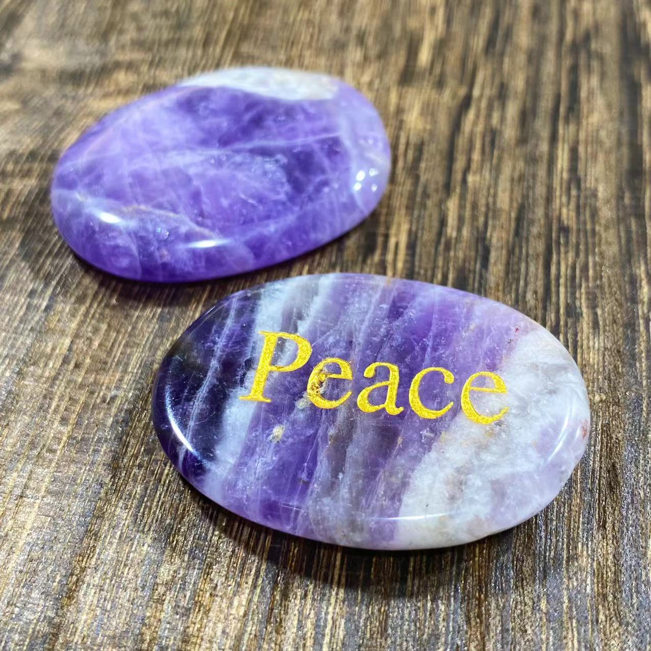 Different materials word oval slab