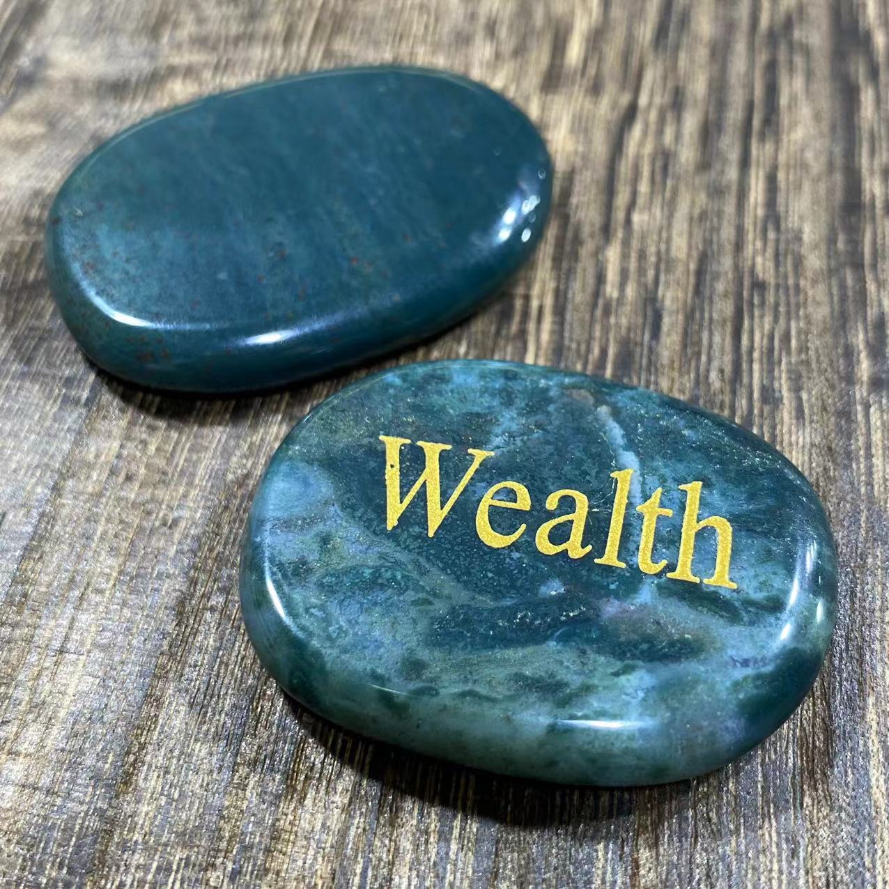 Different materials word oval slab