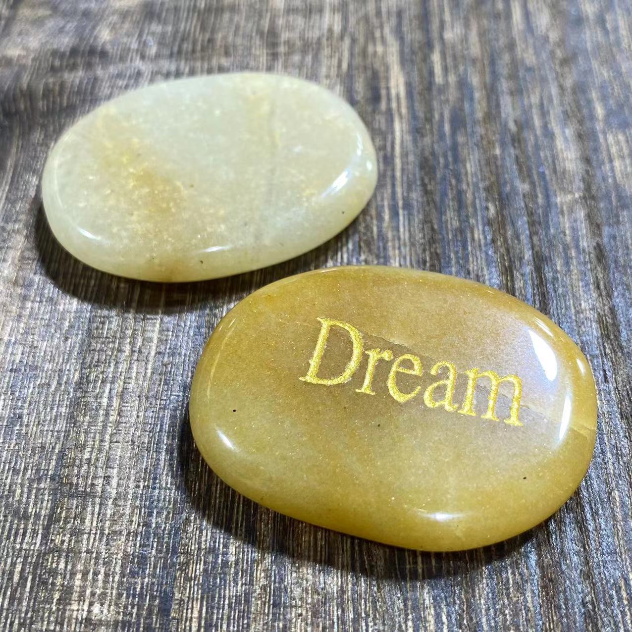 Different materials word oval slab