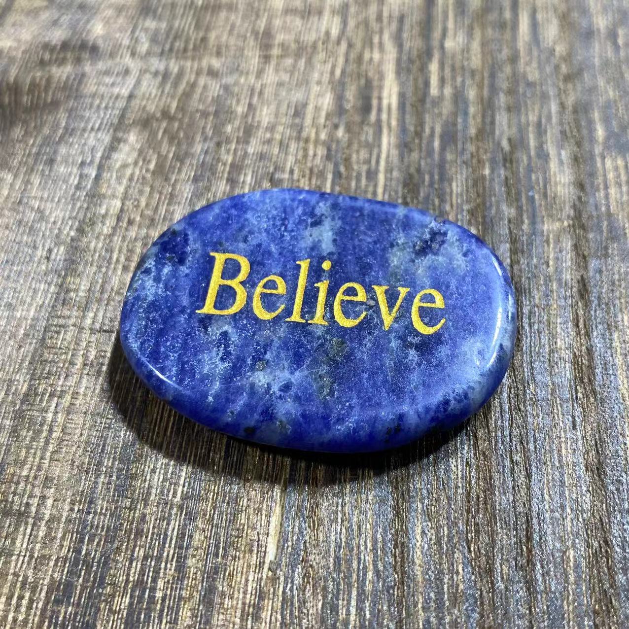 Different materials word oval slab