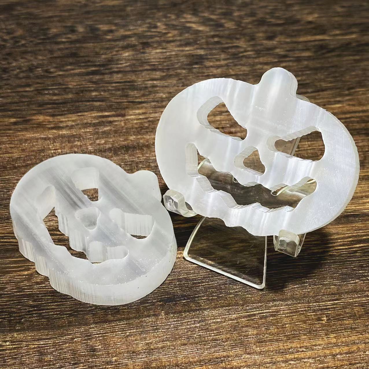 Selenite pumpkin face carving