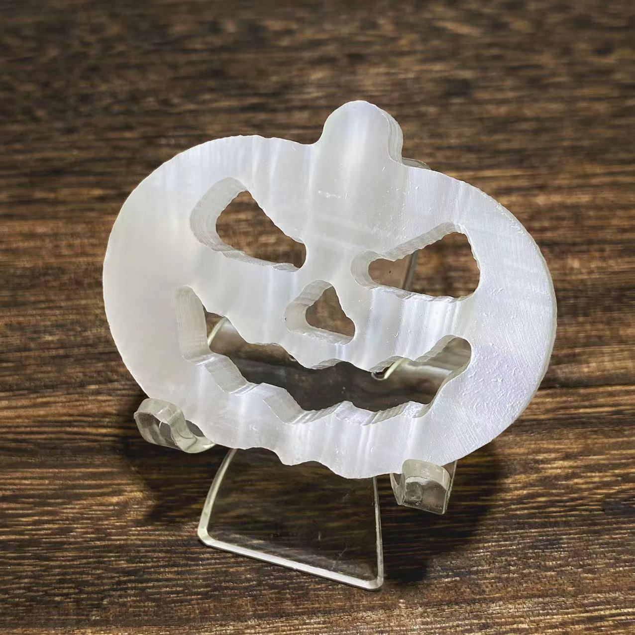 Selenite pumpkin face carving