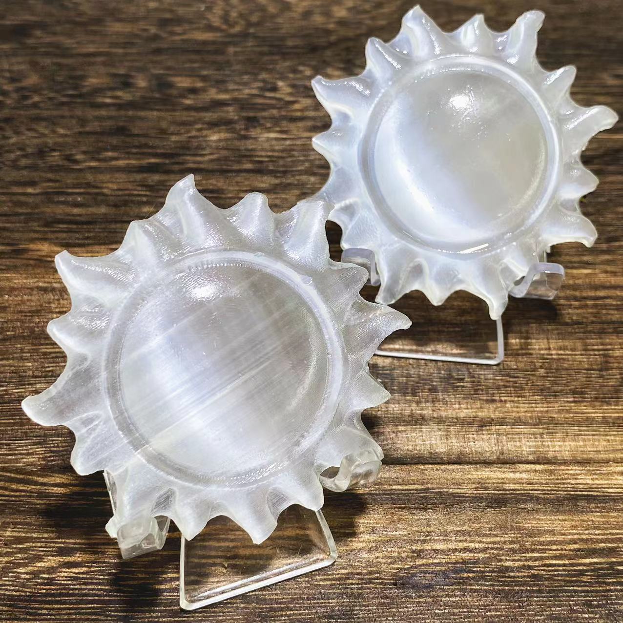 Selenite sun carving