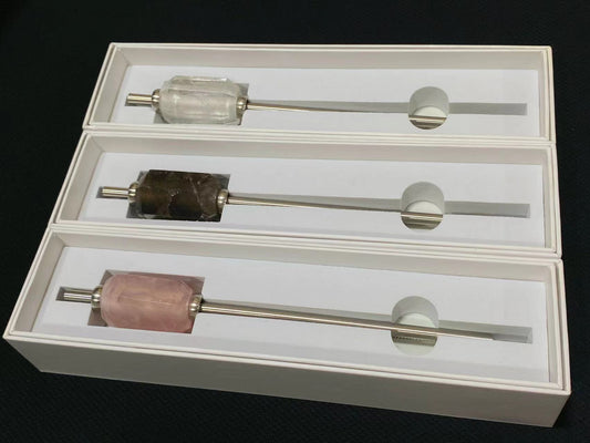Natural crystal stainless steel straw with box