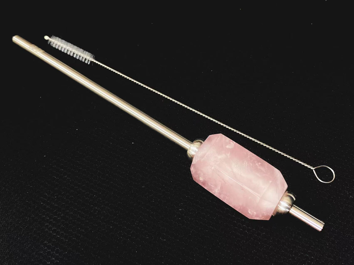 Natural crystal stainless steel straw with box