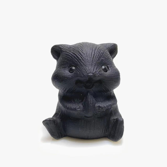 Black obsidian hamster carving