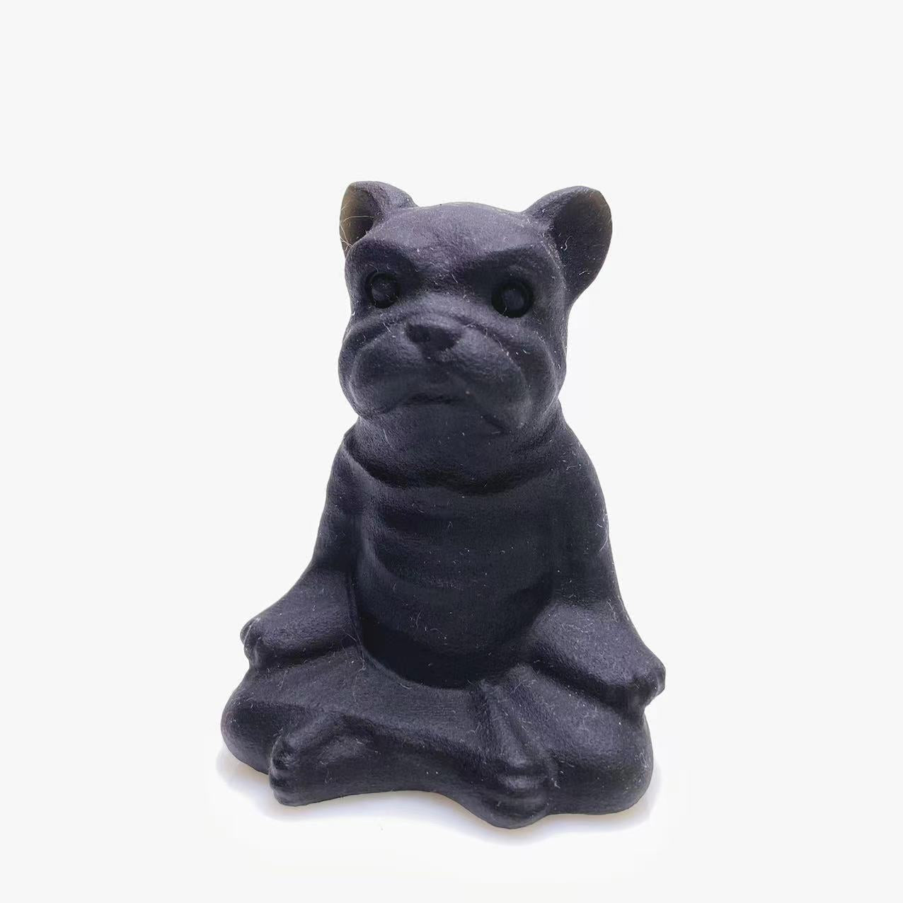 Black obsidian Yoga dog carving
