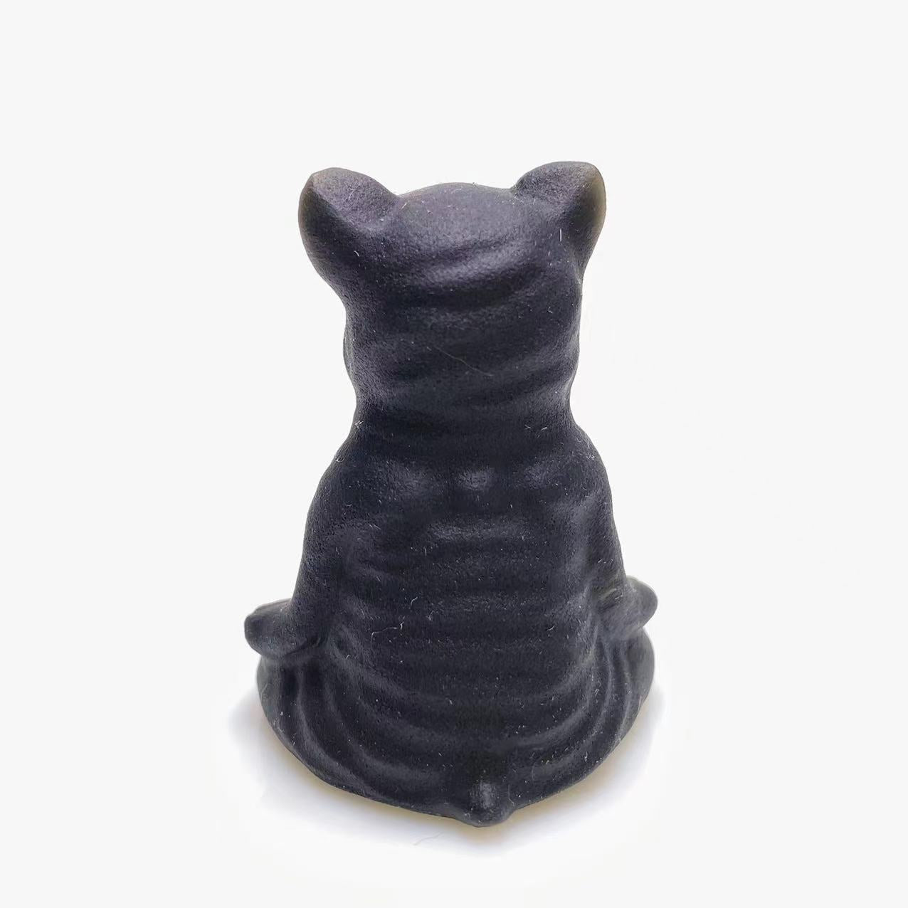Black obsidian Yoga dog carving