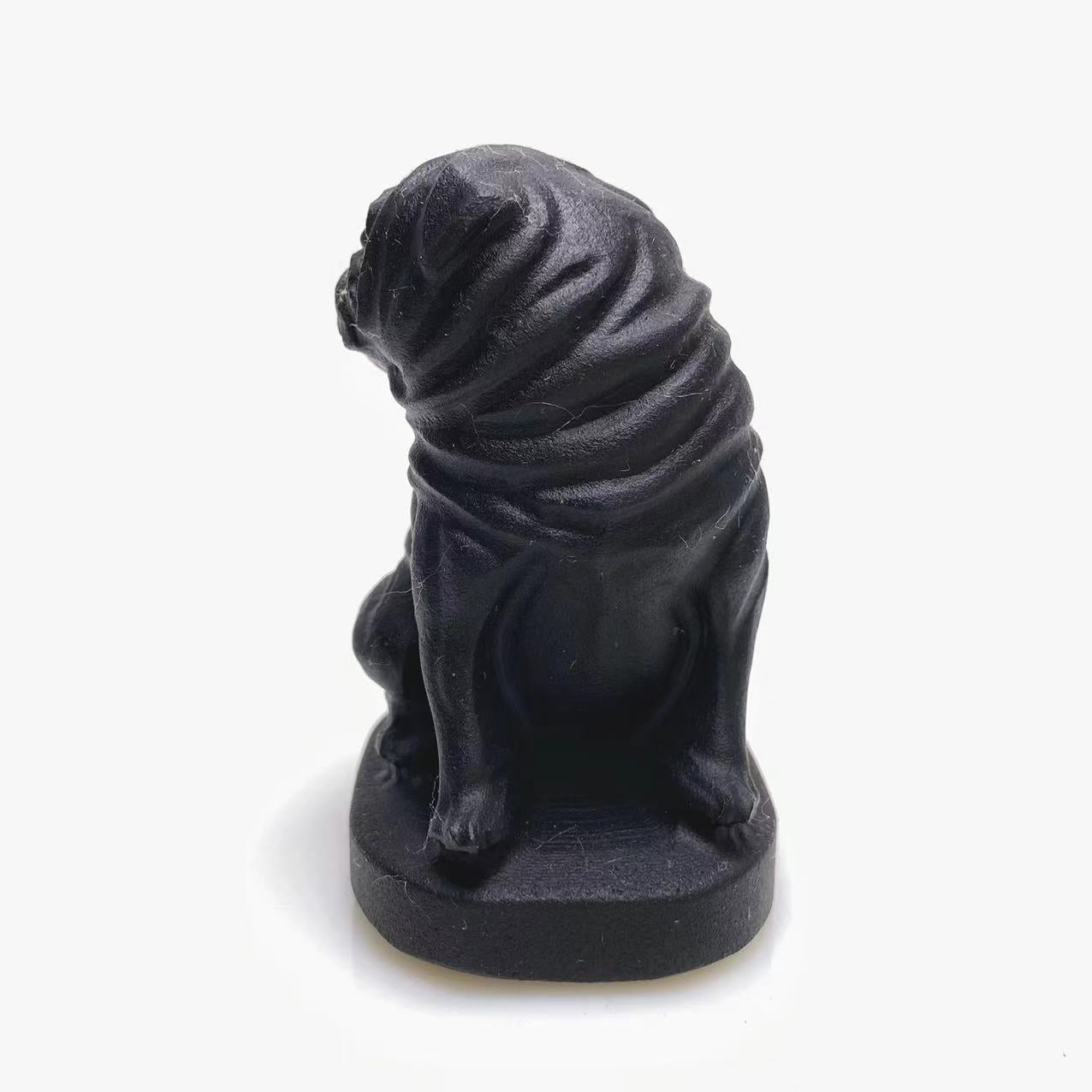 Black obsidian Pug carving