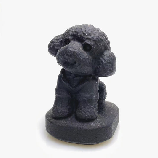 Black obsidian Teddy dog carving