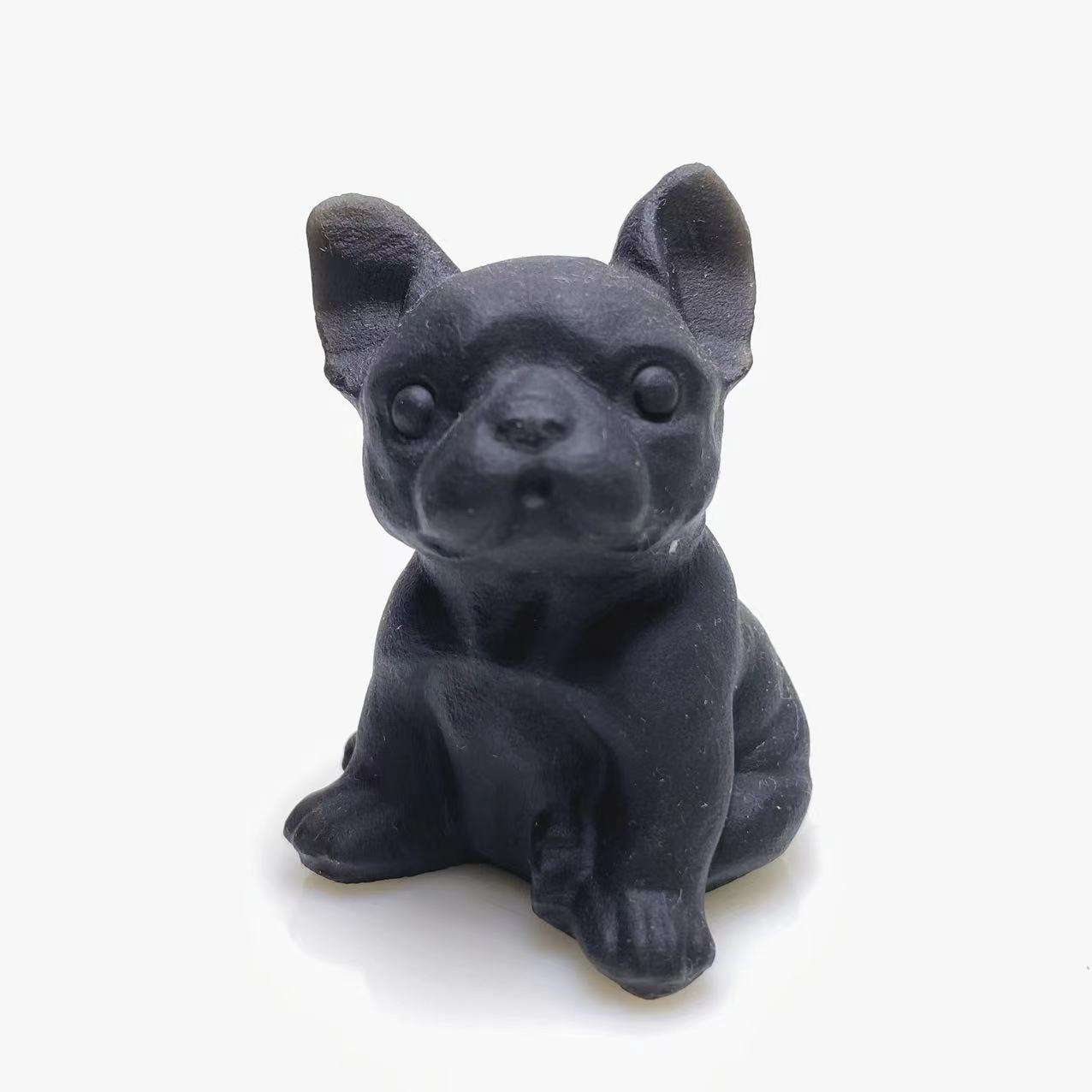 Black obsidian Bulldog carving