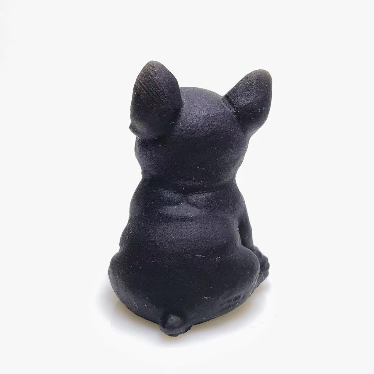Black obsidian Bulldog carving
