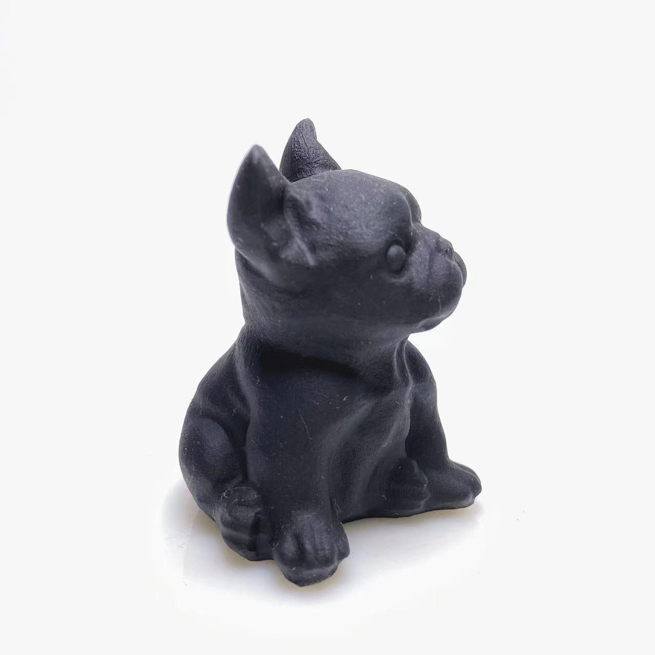 Black obsidian Bulldog carving