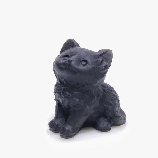 Black obsidian cat carving