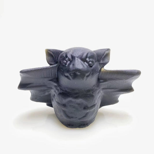 Black obsidian bat carving 2