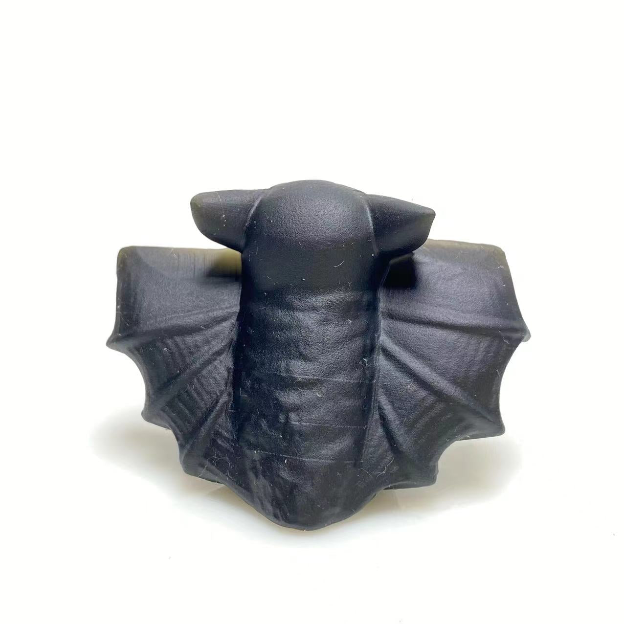 Black obsidian bat carving 2