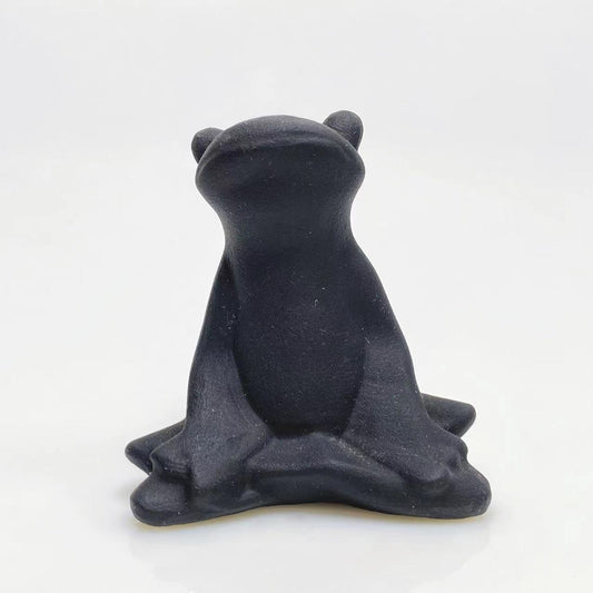 Black obsidian yoga frog carving