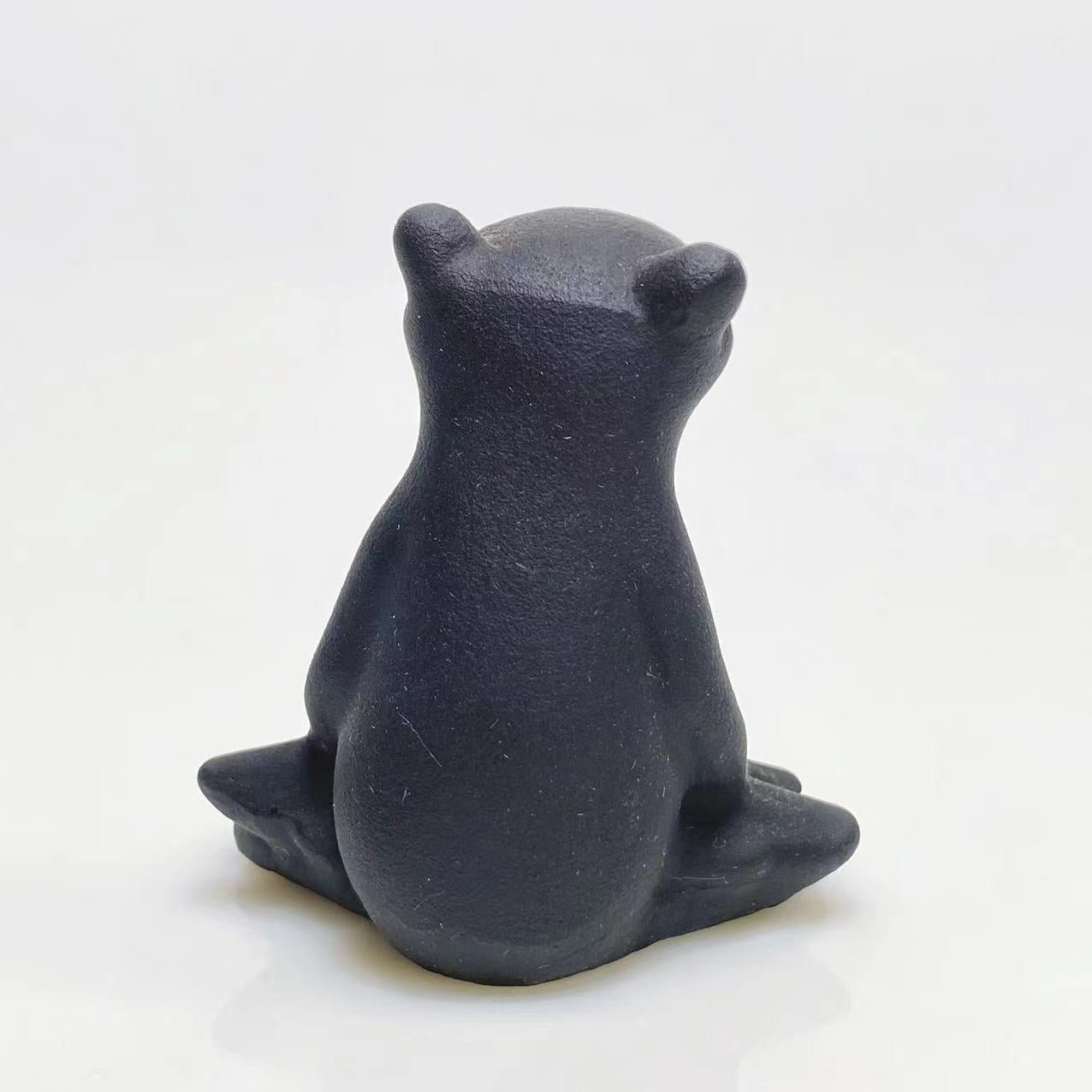 Black obsidian yoga frog carving