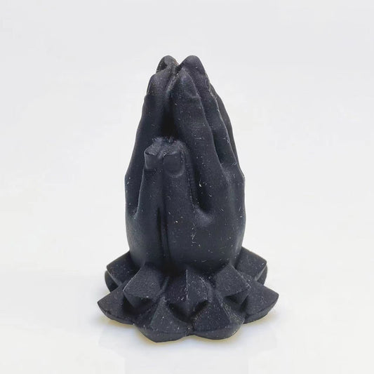 Black obsidian lotus praying hands carving