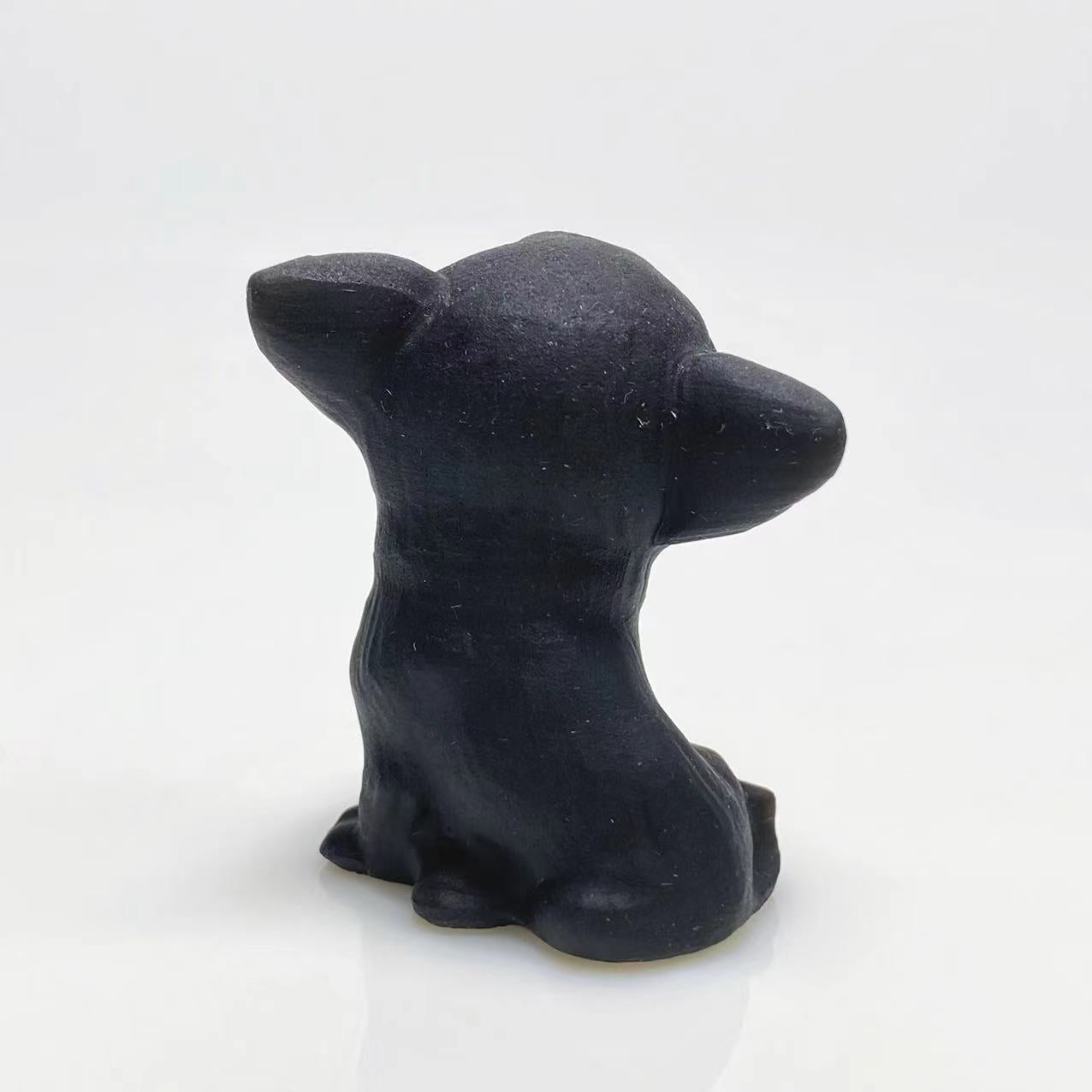 Black obsidian big head dog carving