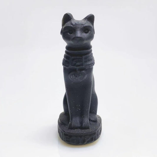 Black obsidian egyptian cat carving