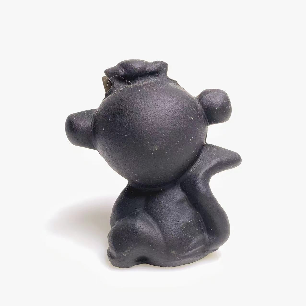 Black obsidian monkey frog carving