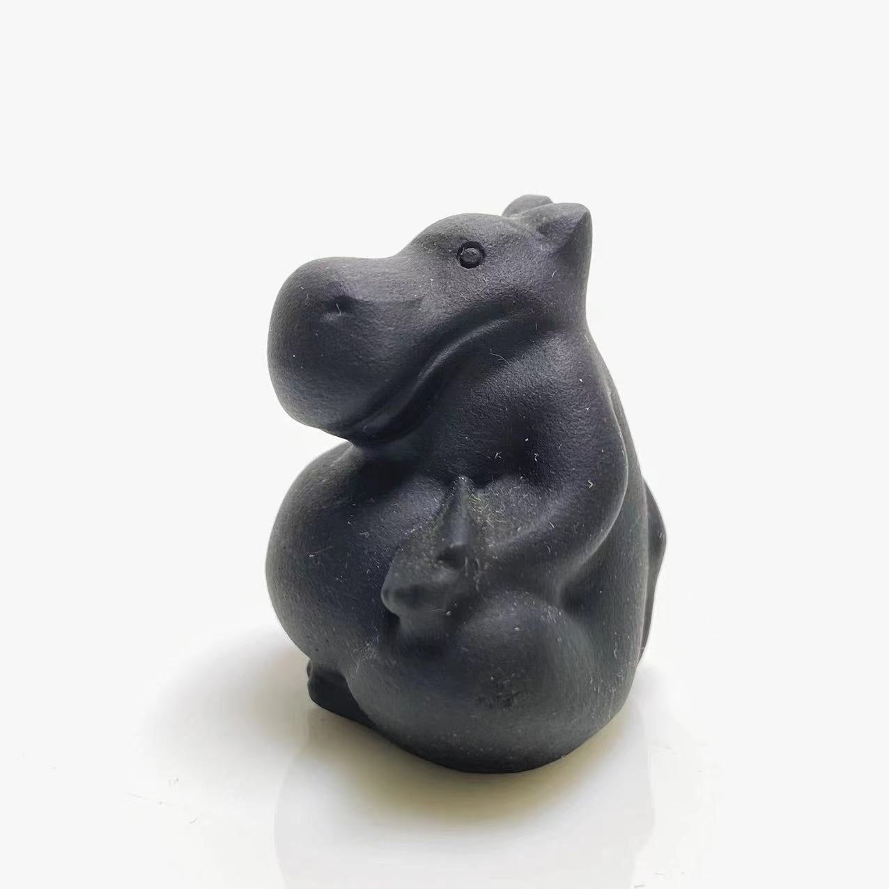 Black obsidian yoga hippo carving